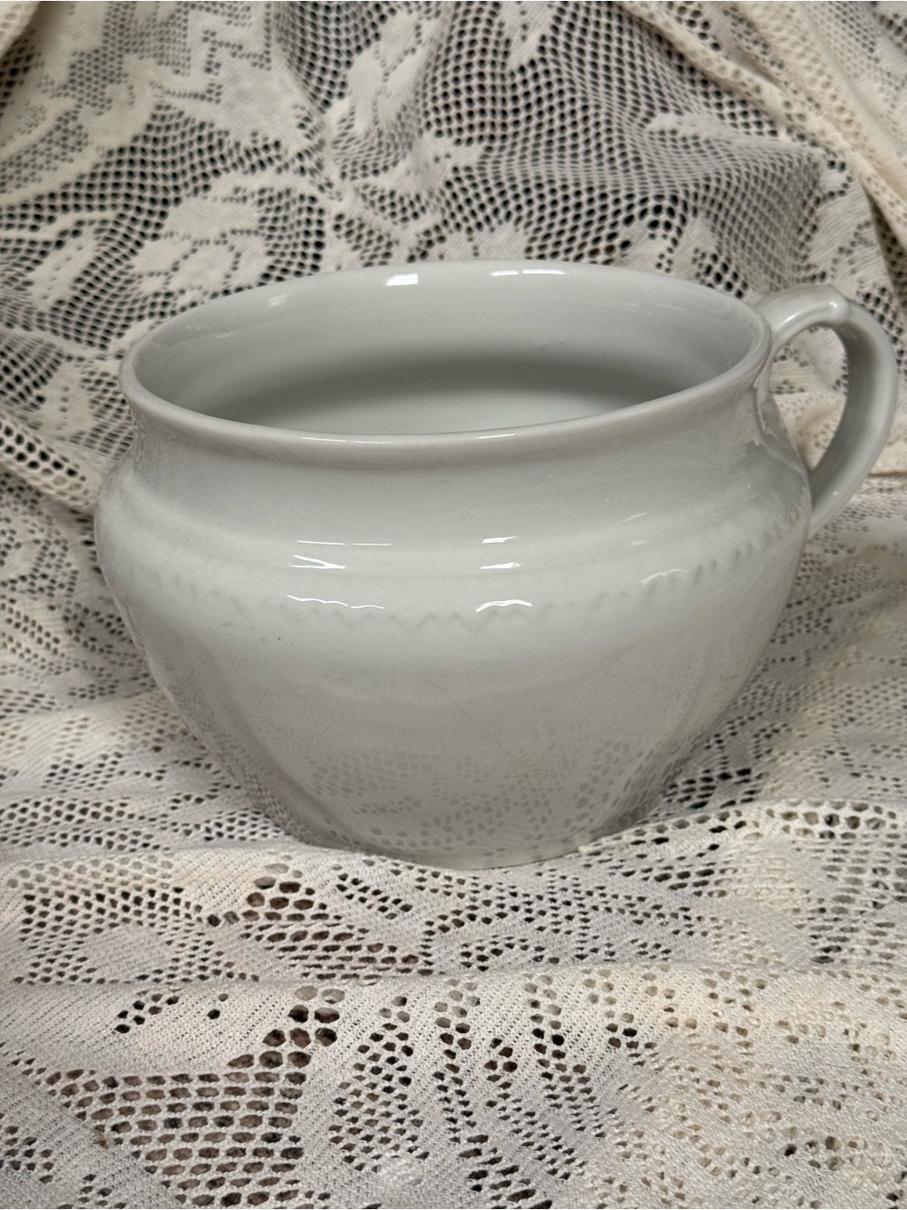 Vintage White Ceramic Chamber Pot